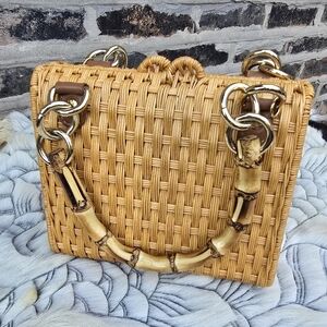 SERPUI Elegant Tan Woven Handbag